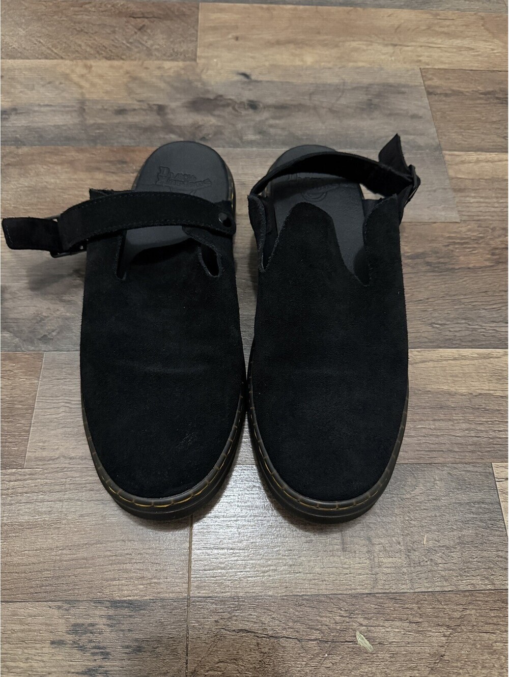 Dr Martens Carlson Clogs Mens Black Suede Slingback Slip On Modern Casual Sz 10